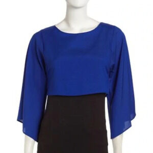 Naven Womens Blouse Blue Lightweight Boat Neck Long Bell Sleeve size Small